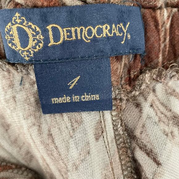 Democracy Women Pants 4 Wide‎ Leg Brown Rayon Abstract Whimsigoth Earthy Resort - Picture 2 of 12